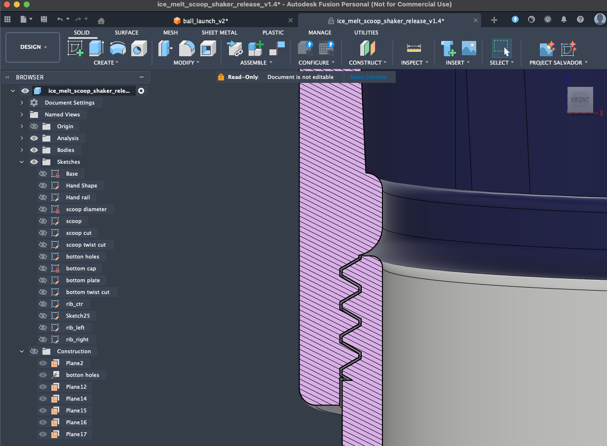 Thread clearance in Fusion 360